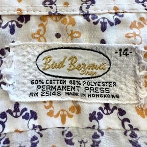 Vintage MCM 1960s BUD BERMA Long Sleeve Dress Shirt Men Sz S 14 Orange Purple